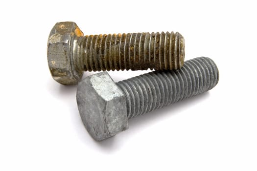 Bolts closeup on white background 
