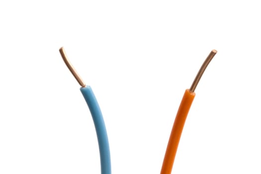 Colorful wires closeup on white background 
