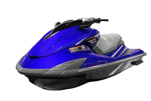 Front view of blue jet-ski isolated