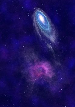 Stars and spiral galaxy in a free space