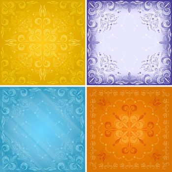 Set abstract colorful different graphic floral backgrounds