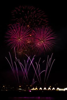 Firework streaks in the night sky