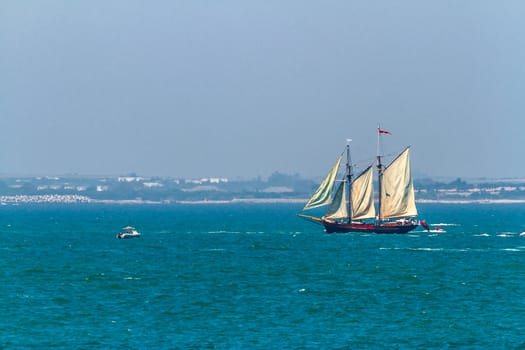 CADIZ, SPAIN - JUL 29: English  Ship, Johanna Lucretia setting sail on the Tall ship races 2012 on July 29 , 2012, in Cadiz , Spain