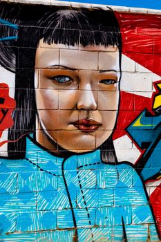 PUERTO REAL, CADIZ, SPAIN-JUL 15: Graffiti of unidentified artist on the first tournament of Graffiti of Puerto Real on Jul 15, 2011, in Puerto Real,  Spain