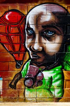 PUERTO REAL, CADIZ, SPAIN-JUL 15: Graffiti of unidentified artist on the first tournament of Graffiti of Puerto Real on Jul 15, 2011, in Puerto Real,  Spain