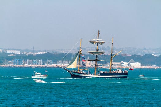 CADIZ, SPAIN - JUL 29: English  Ship, Pelican of London setting sail on the Tall ship races 2012 on July 29 , 2012, in Cadiz , Spain