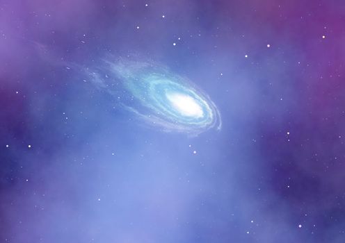 Stars and spiral galaxy in a free space