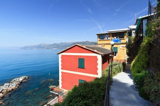 the small village of San Nicolo' in Punta Chiappa, Camogli, Italy