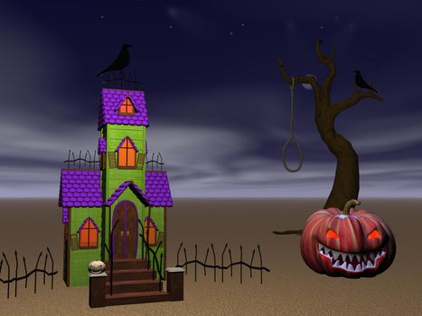 Halloween and tree and house