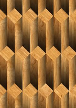 Background to cover or page with wooden geometrical forms