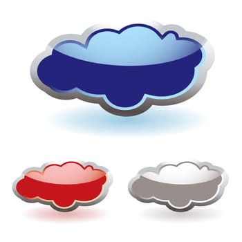 Glass fluffy colored clouds with shadow icon