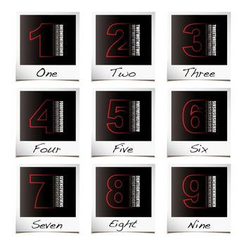 Collection of nine instant photographs with countdown numbers
