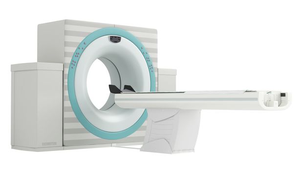 Isolated CT-scanner used in hospital diagnostics to produce a cross-sectional three dimensial image of body tissues