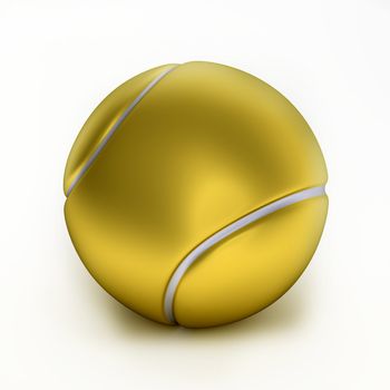 Close up of gold tennis ball, 3d-illustration