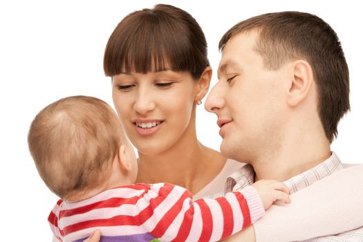 picture of happy mother and father with adorable baby (focus on man)