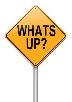 Illustration depicting a roadsign with a 'whats up' concept. White background.