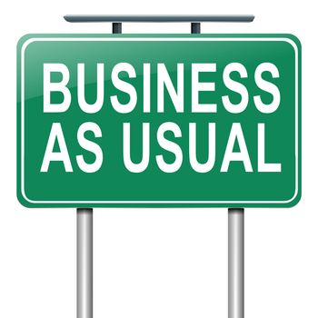 Illustration depicting a roadsign with a business as usual concept. White background.