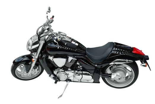 Power black motorcycle isolated on white