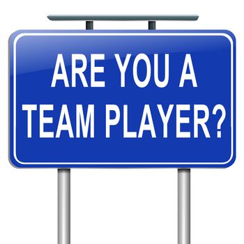 Illustration depicting a roadsign with a team player concept. White background.