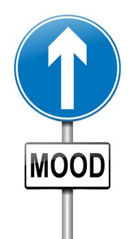 Illustration depicting a roadsign with a mood concept. White background.