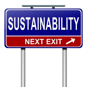 Illustration depicting a roadsign with a sustainability concept. White background.