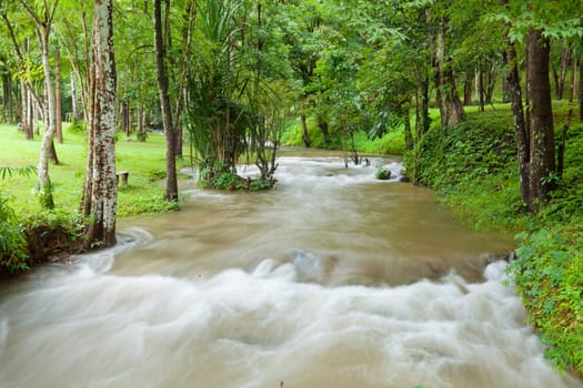 Waterfall in deep forest of Kanchanaburi, Thailand