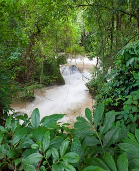 Waterfall in deep forest of Kanchanaburi, Thailand