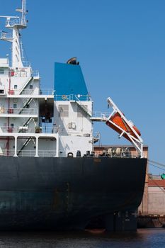 Rear Part of big ship in the harbor