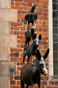 A bronze statue by Gerhard Marcks depicting the Bremen Town Musicians located in Bremen, Germany.