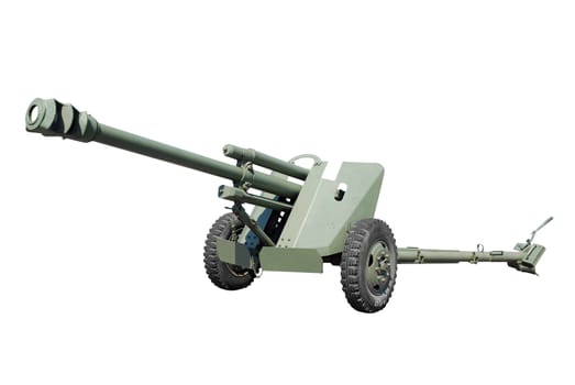 Military cannon isolated on white background
