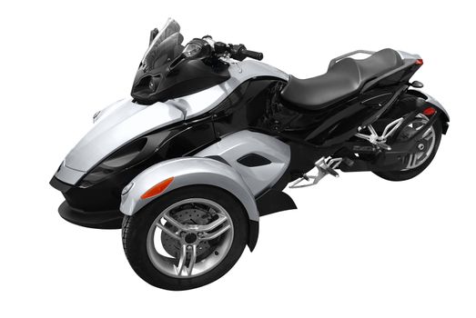 Fast tricycle motorcycle isolated on white