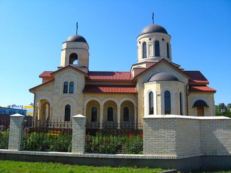 beautiful Christian church on the background of blue sky