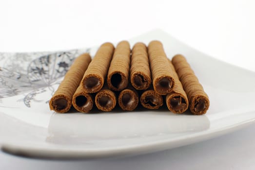 Wafer chocolate roll stick dessert