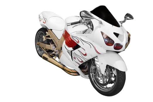Fast white motorcycle isolated on white background