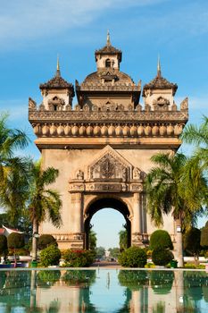 Patuxai arch monument, Vientiane, the Capital of Laos.