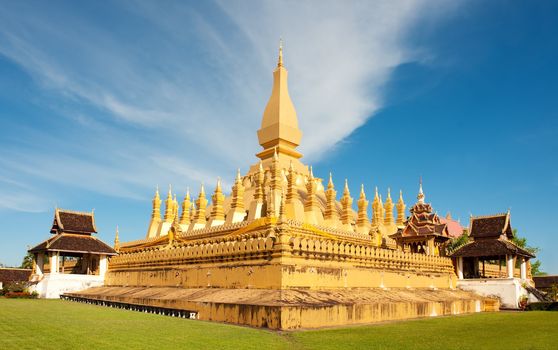 Pha That Luang stupa in  Vientiane, Laos. The most important national monument in Laos.