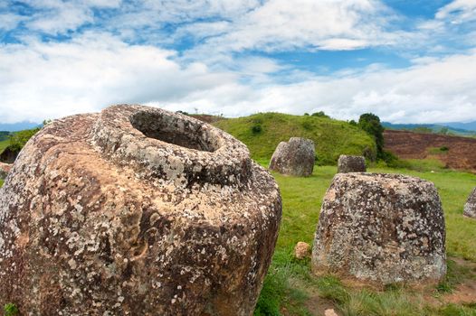 Ancient archaeological site Plain of Jars, Xieng Khuang province, Laos.