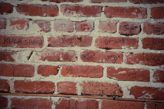 Old red brick wall background and texture