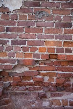 Old red brick wall background and texture