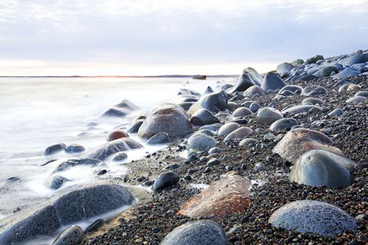 Sunset in wintertime at the Norwegian coast, Moelen