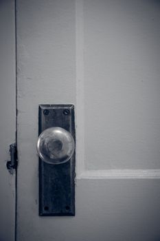 Vintage door handle closeup in black and white
