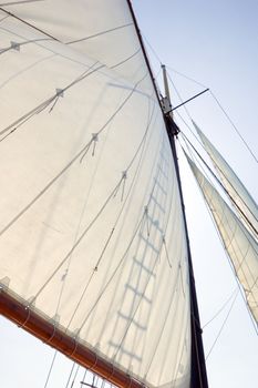 Big sail on blue sky background