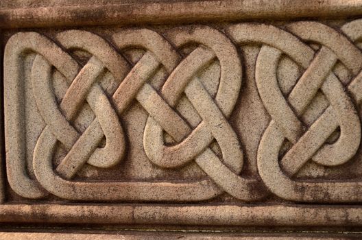 Close up of Celtic knots on monument