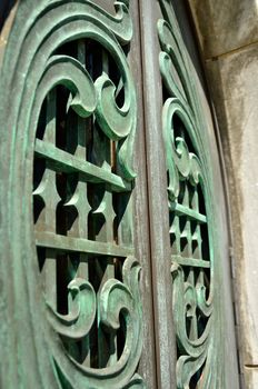 Art deco era green mausolem doors