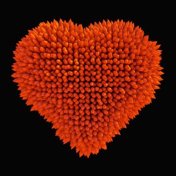 Dangerous love: sharp acidotus heart shape isolated over black