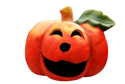 Ceramic pumpkin head isolated on white