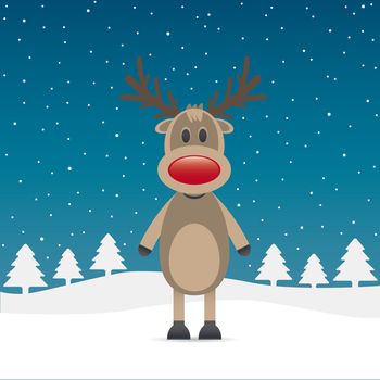 rudolph reindeer red nose snow falls night