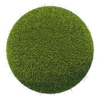 Eco and environment: green fresh grass globe isolated on white