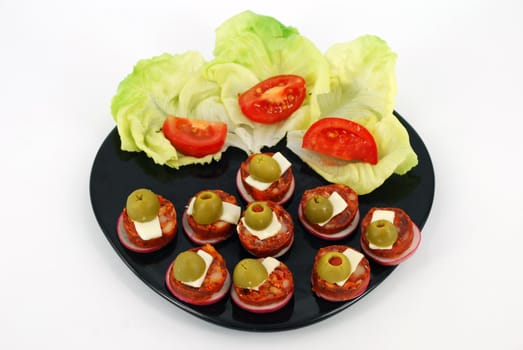 Olives sausage and cheese catering food