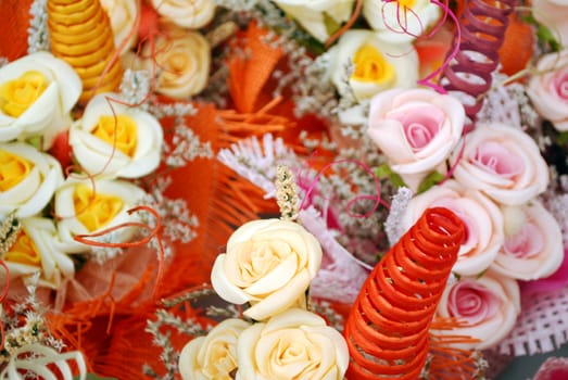 Decorative different colorful roses background